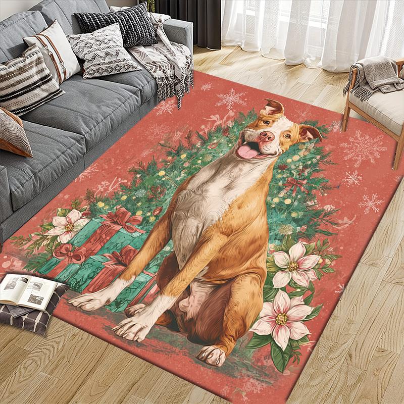 Christmas dog Home Sofa Decoration for Living Room & Bedroom, Non‑Slip Play Flannel Floor Mat for Game Room