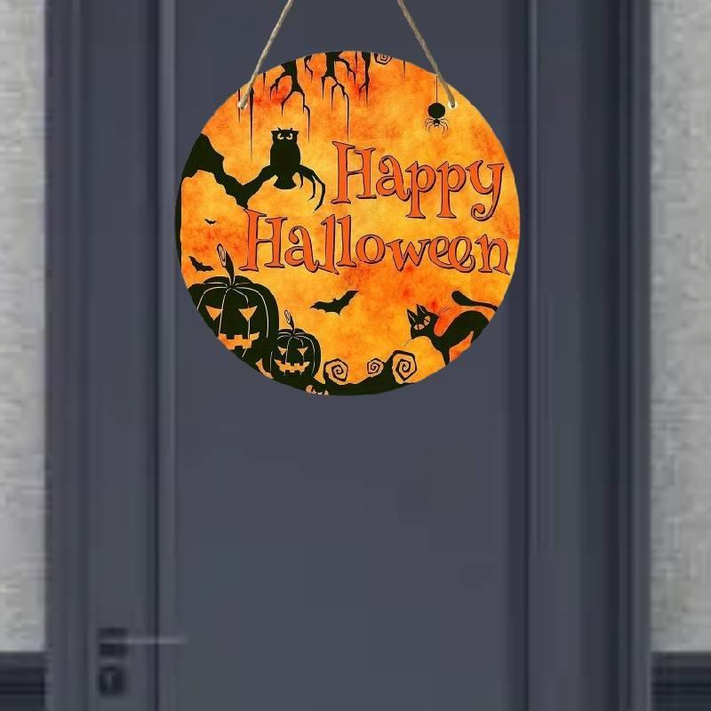 Pumpkin Halloween Wooden Trick Or Treat Decoration Haunted House Door Hangings