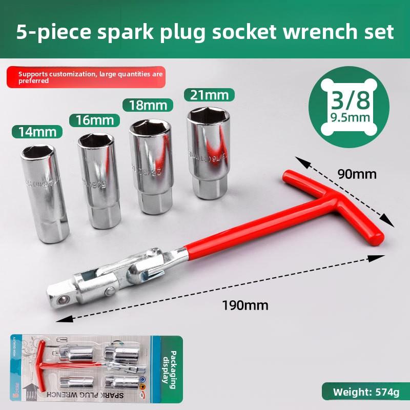 3 in 1 Car Motorcycle Repairing Tool Kit Spark Plug Removal Tool Socket Wrench 16mm (5/8") & 21mm (13/16") T-handle Wrench