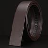 Men's 3.5" Wide Retro Cowhide Leather Belt, Automatic Buckle, Buckle-Free Option