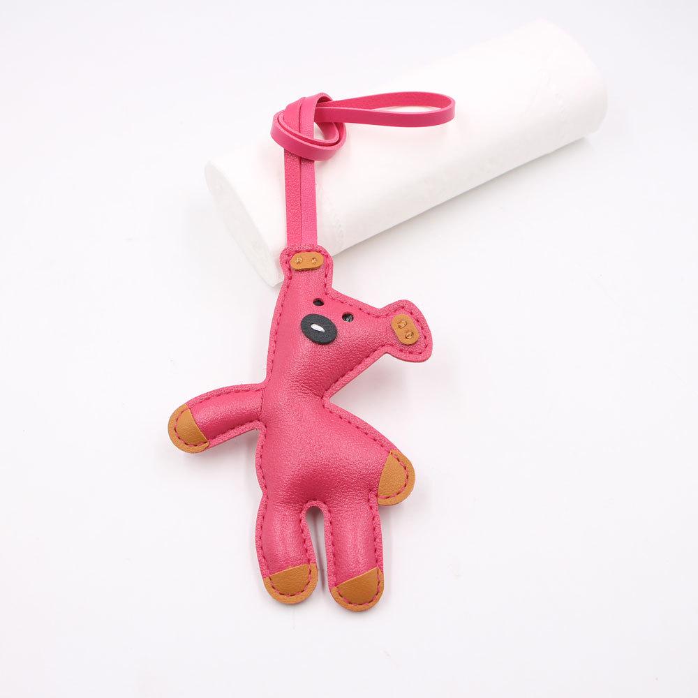 In Stock Cartoon Teddy Bear Leather Bag Pendant with Lanyard Accessories