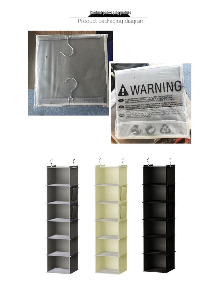Multi-layer Washable Hanging Wardrobe Organizer with Metal Hooks and Bamboo Strips