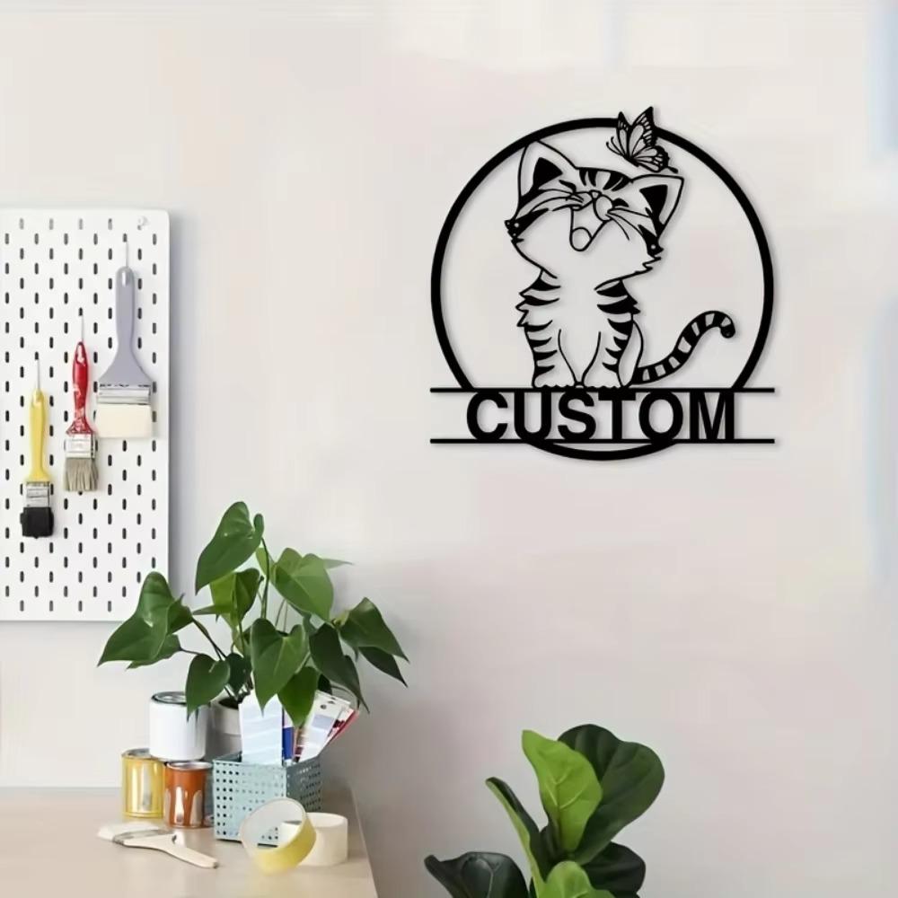 Unique Personalized Metal Wall Art Kitten Pattern Rustic Home Decor Outdoor Gift