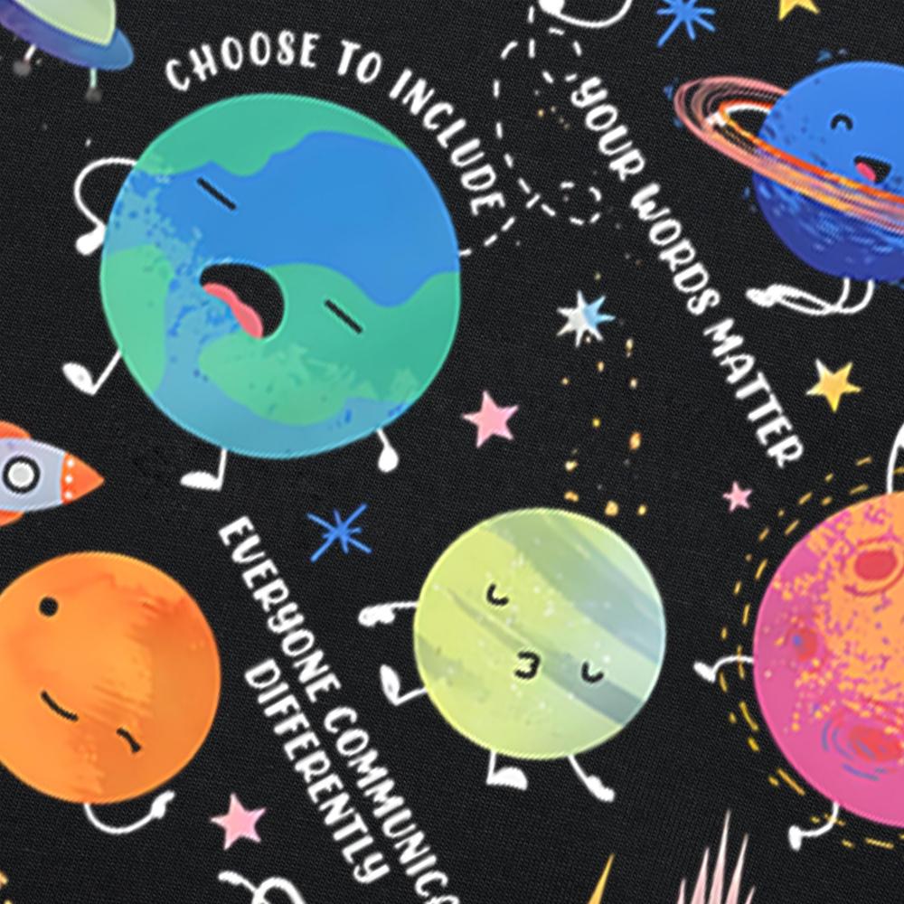Neurodiverses Universum Weltraum Planet Sonderpädagoge T-Shirts Herren Streetwear T-Shirt Kurzarm Unisex Lockere Kleidung