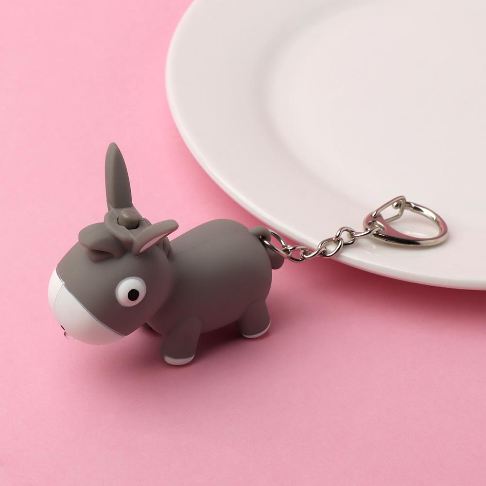 Children s Gifts Vocal Donkey Shape LED Light Key Ring Luminous Key Chain серый