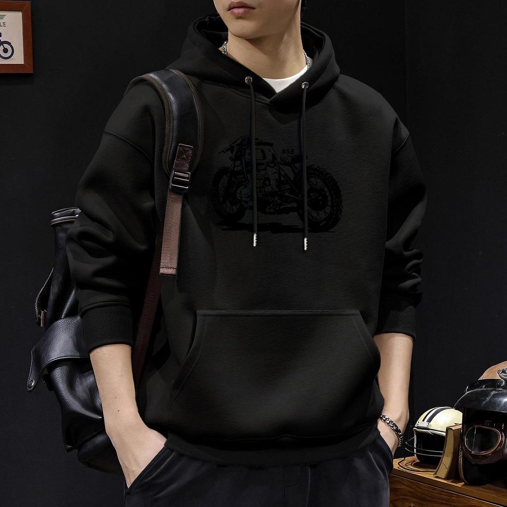 Men's Heavyweight Velvet-Lined Hooded Sweatshirt: Trendy American High Street Jacket for Autumn/Winter