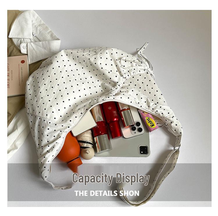 Borsa a Spalla da Donna in Tela a Pois di Grande Capacità - 2026 Elegante Borsa a Tracolla Casual per l'Uso Quotidiano