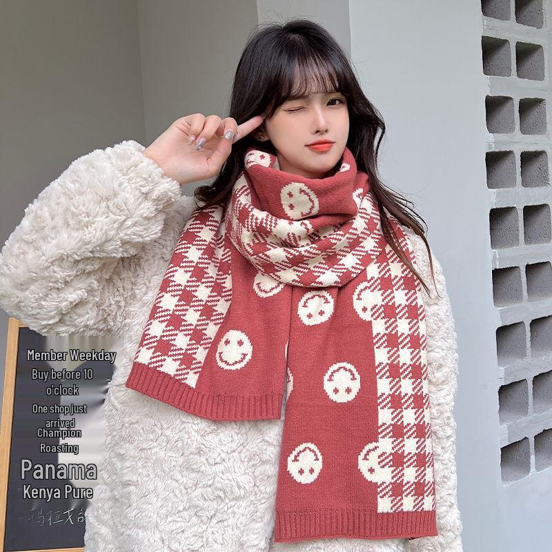 Korean Style Milk Coffee Heart Scarf: Cute, Versatile, Winter Shawl for Women and Students