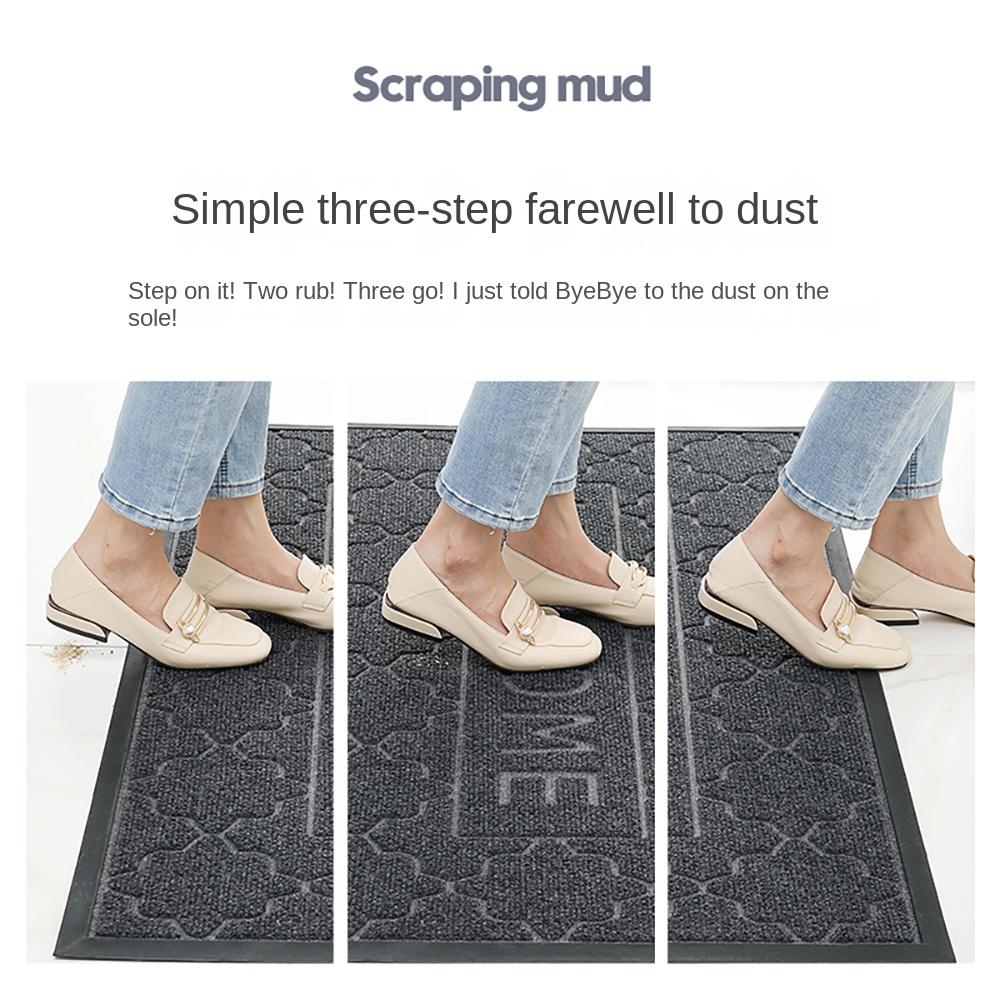 Polyester Rubber Door Mat Concave-convex Texture Strong Scraping Sand Thick Anti-skid Wear-resistant Entry Door Mat Welcome Mat