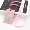 Simple Student Kids Lanyard Card Holder Slim Wallet Boys Pu Id Certificate Bus Door Credit Card Bag for Girls Zipper Coin Purses