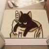 Cute Cartoon Lazy Black Cat Doormat, Non-slip Dirt Trapping Entrance Floor Mat, Washable Entry Rug for Home Decor