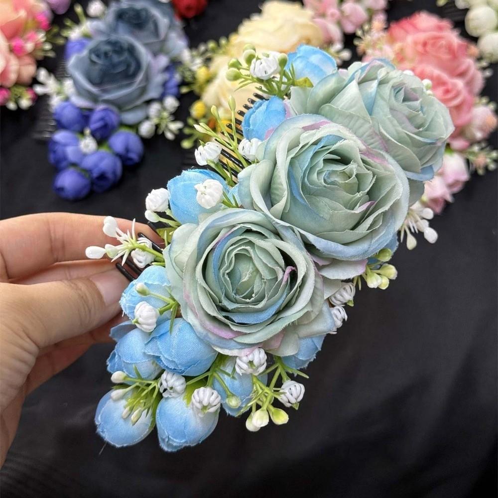 

Thai Style Rose Hair Comb Sweet Chignon Hair Clips Handmade Flowers Hairpin Women Style 10