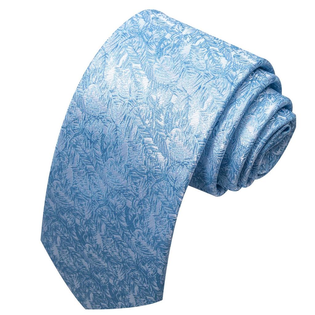 Spring/Summer Blue Series Men's Yarn-Dyed Jacquard Tie - British Style, Hand-Tied, Business Fashion