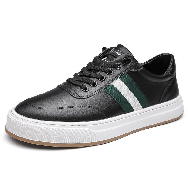 Fashion New Thick Soled Casual Leather Board Shoes Men Outdoor Walking Shoes Comfy Lightweight Oxford Shoes Breathable Vulcanized Shoe