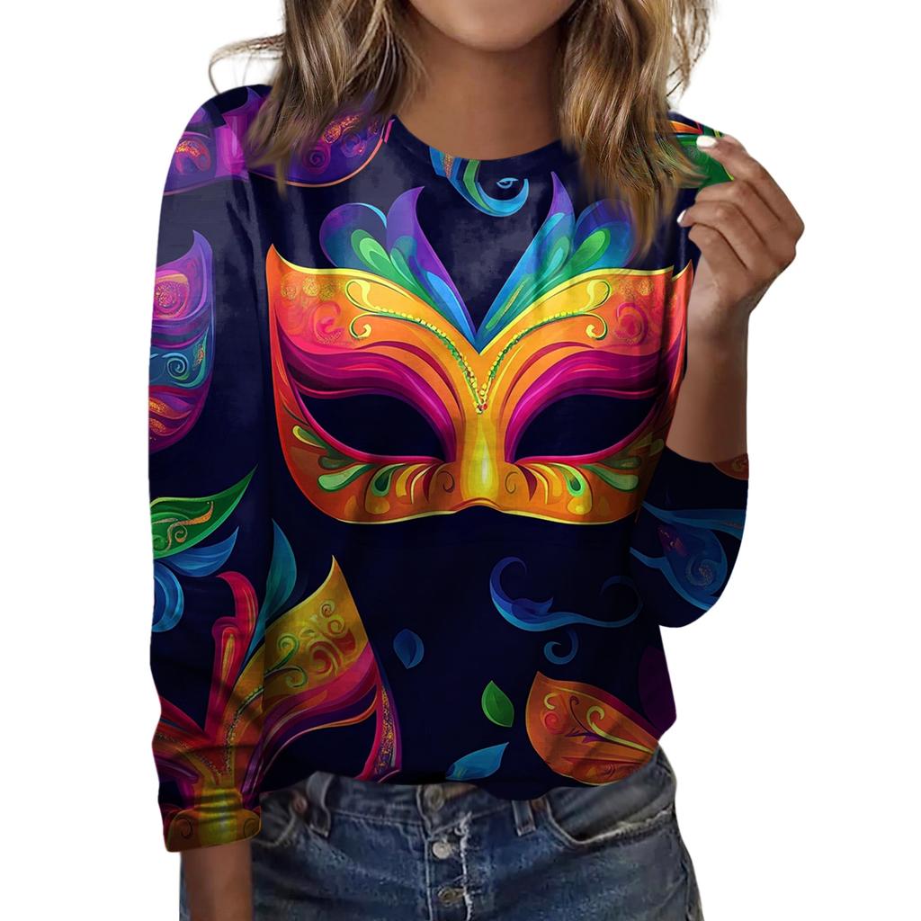 Damen Locker Bequem Lässig Mode Rundhals Weihnachts-Print Langarm Kapuzenpullover