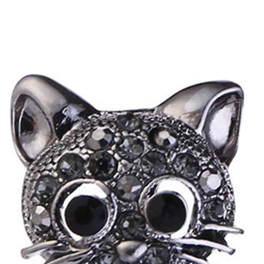 Women Lovely Style Sparkling Crystal Rhinestone Brooch Girl Cartoon Cat Scarf Pin Breastpin Wedding Jewelry Gift