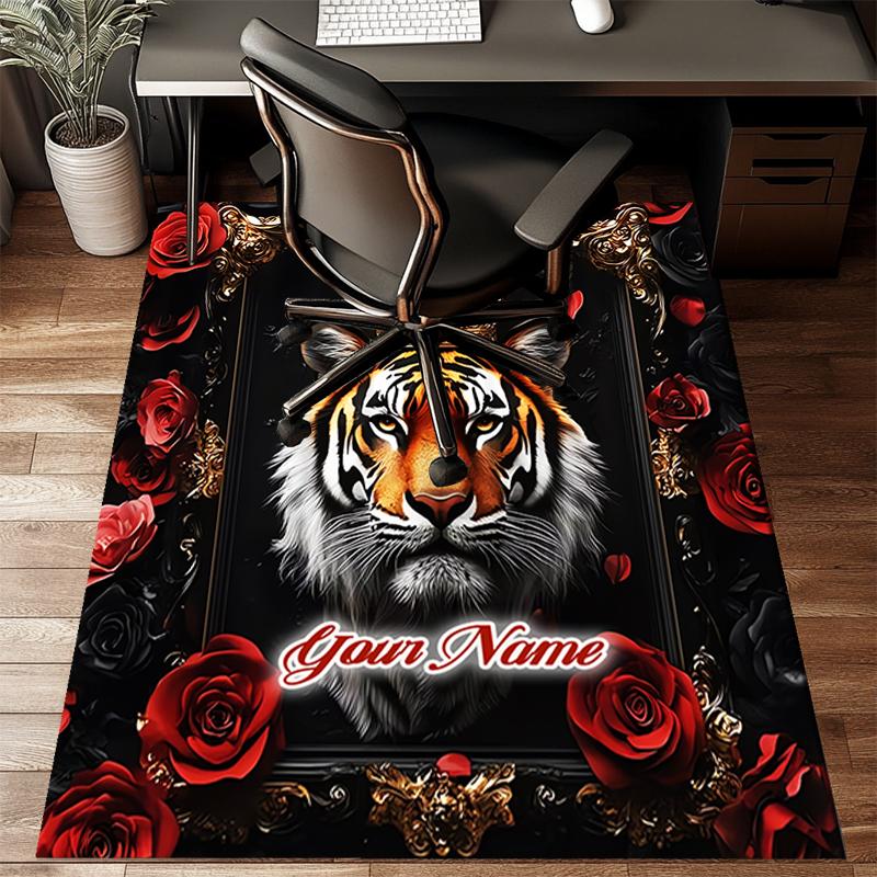 1PC Custom Name Royal Tiger Majesty Theme Floor Mat Ideal for Living Room, Game Rooms, Office, Bedroom,Floor Mat Playful Design