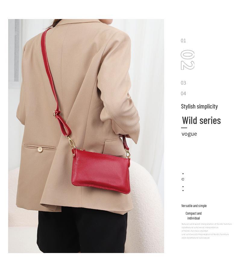 Women's Genuine Leather Crossbody Clutch - Small Top Layer Cowhide Phone Bag