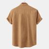 Summer Men's Shirts Solid Color Hemp Short Sleeve Lapel Shirt Casual Plus Size Shirt Men's Wear
