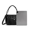 Fashionable Women's Shoulder Bag, Pleated Soft PU Leather Crossbody Bag, Solid Color Handbag, Suitable for Daily Casual Use