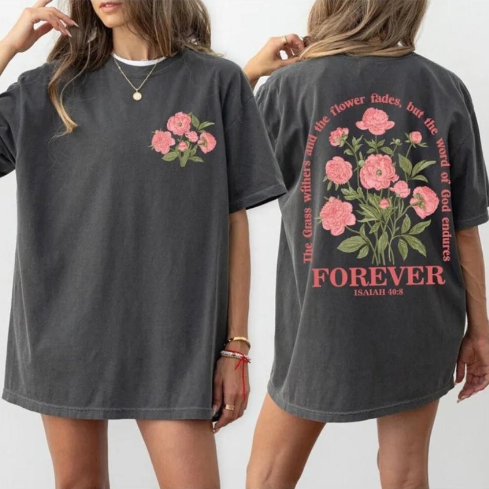 Boho Women T-Shirt Vintage Floral Tshirt Flower Graphic Cotton Tee Trendy Clothes