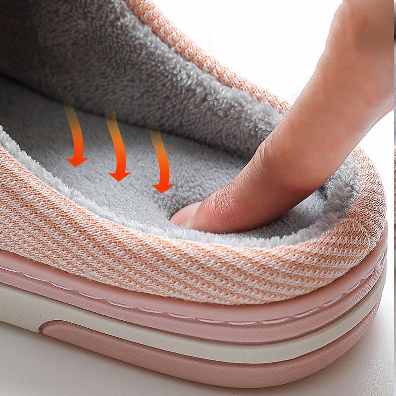 Mens Memory Foam Slippers Winter Non Slip Stripe Unisex Indoor House Shoes for Men Plus Size