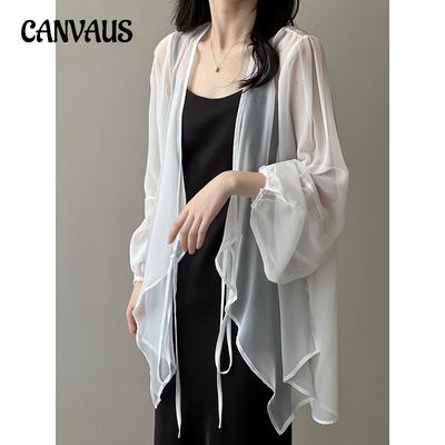Chemise de protection solaire pour femme, été, ample, fine, à manches longues, cardigan, hauts