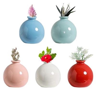 Mini Keramikvase Einfarbig Glasierte Blumenvase Schreibtischdeko Miniatur Knospe