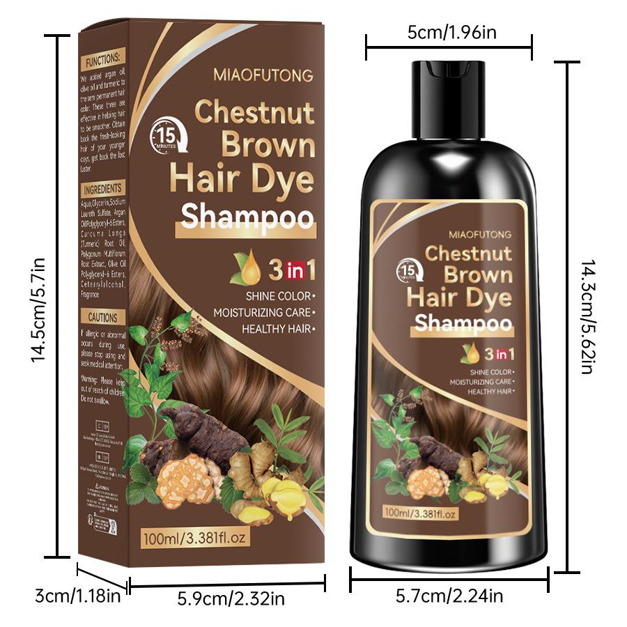 Bruine Haarkleur Shampoo | 3-in-1 , Hydrateren, Voeden, Natuurlijke Gember Formule 100ml