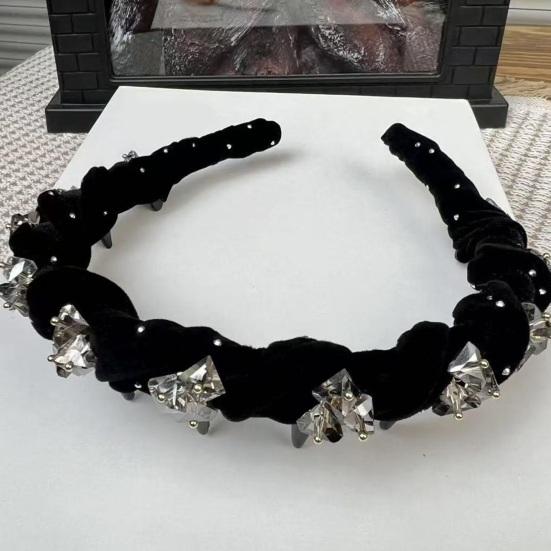 Women Headband Sparkling Rhinestones Decor Anti-slip Teeth Hair Hoop Versatile
