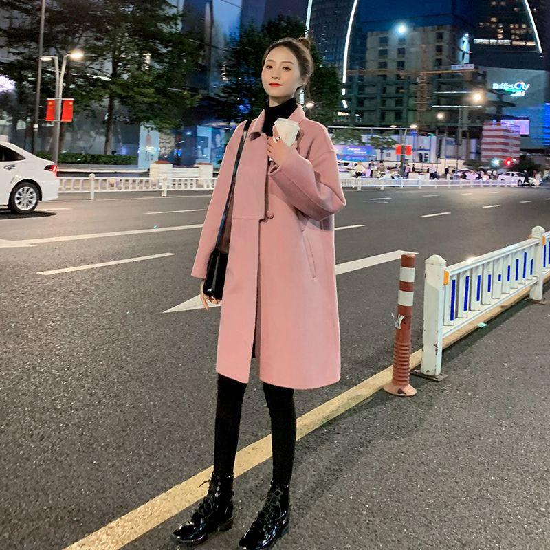 

Двустороннее кашемировое пальто Женская длинная зимняя одежда Новая корейская версия свободного типа кокон Толстое шерстяное пальто Женское S