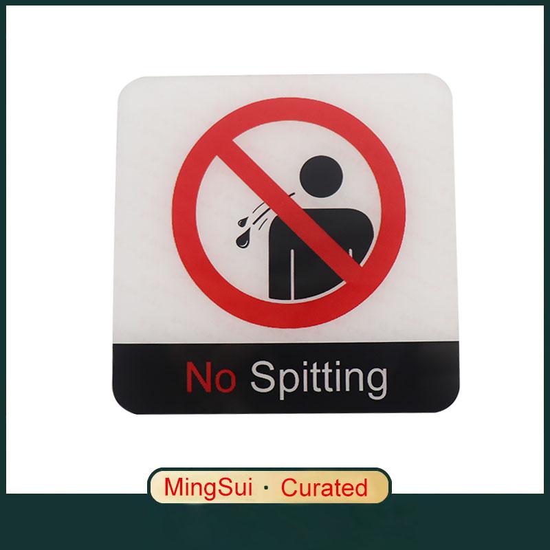 Pop Black Acrylic Creative Signage No Spitting Sign Wall Label Sticker Warning Badge for Hospitals Shopping Malls Stations Schools Parks