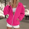 Women's  Fashion Zipper Hoodie Long Sleeve Hooded Pullover Sweatshirt Casual Solid Color Tops With Pockets