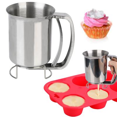 Macchine per la casa, erogatore di pasta per cupcake, imbuto a pistone con supporto, erogatore di pastella, imbuti, utensile da cucina in acciaio inossidabile