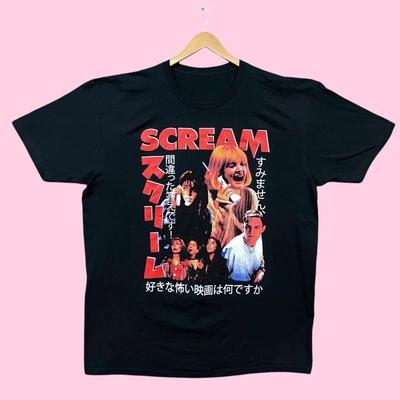 Scream Wat is je favoriete enge film Horror T-shirt Heren Mode Street Hip-hop Rock Korte mouw Dames Katoen Ronde hals Top