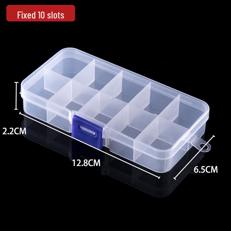 Transparent Rectangular Plastic Box with 10, 15, or 24 Compartments for Storage