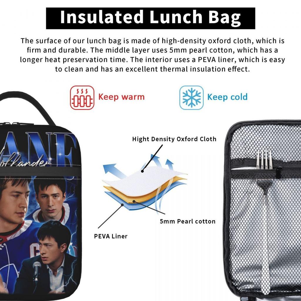 Shane-Hollander Bootleg Heated Rivalry Insulated Lunch Bag Food Container Leakproof Cooler Thermal Lunch Boxes For School Office