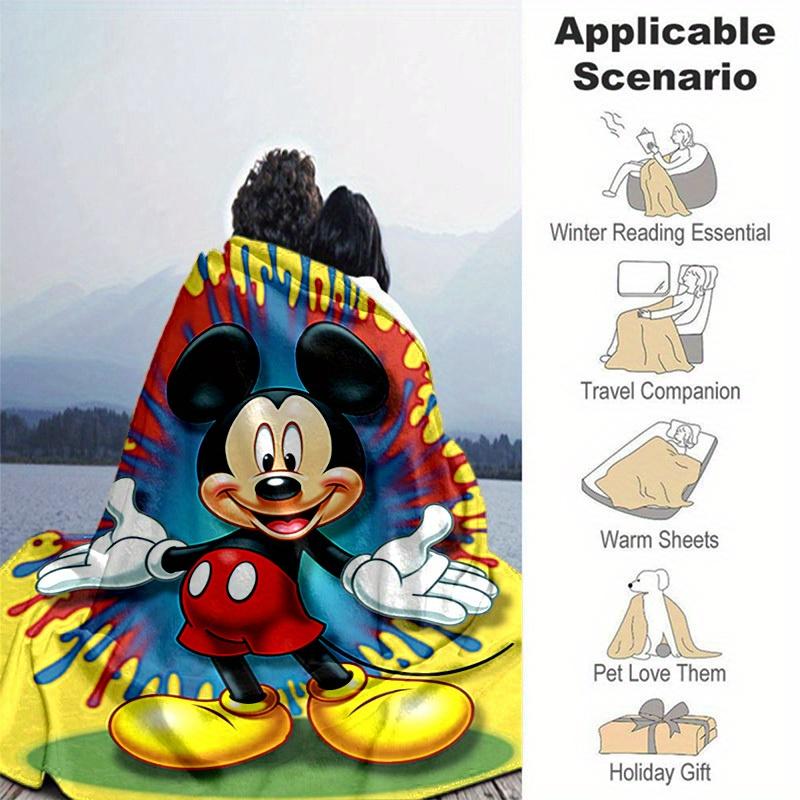 1pc, Mickey Mouse Inspired, Colorful Splash Design, Seasonal Universal Blanket, Home Decoration, Blanket, Versatile & Cozy for Bedroom, Living Room, T