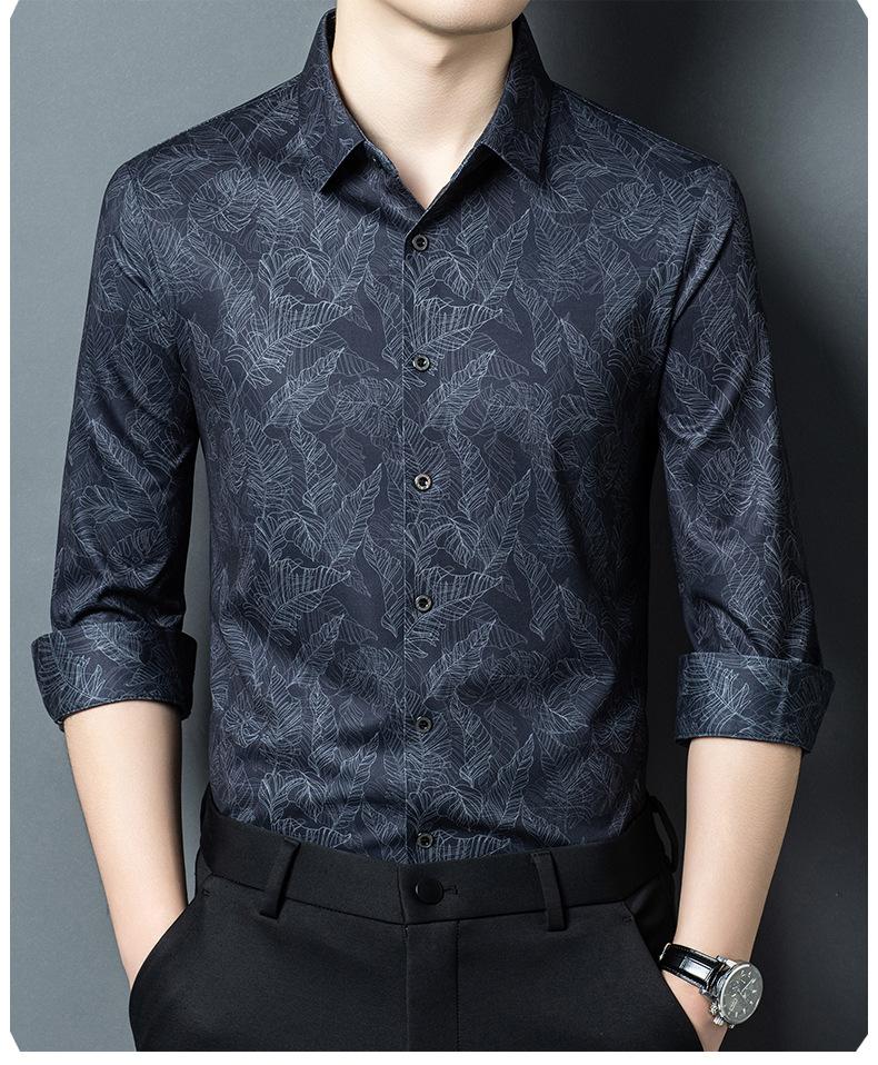 Men s Long Sleeve Printed Shirt Business Casual Fashion M