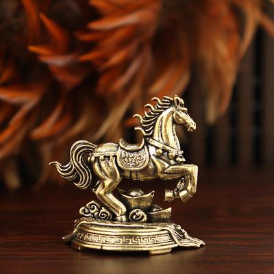 2026 Year of the Horse Brass Statue Good Fortune Table Ornament Home Collectible Mantel Desk Decor Feng Shui Gift for New Year