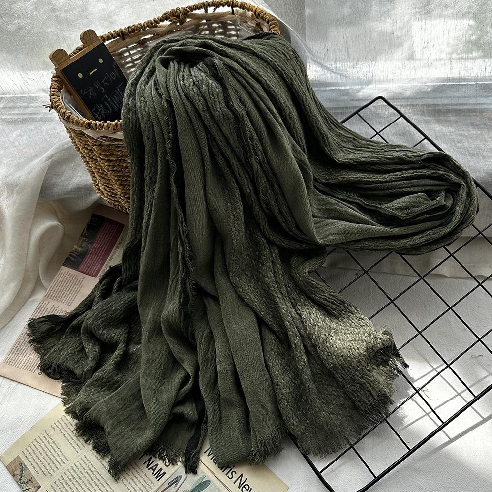 Cotton And Linen Silk Scarf Women'S Autumn And Winter Gradual Change Color Matching Japanese And Korean Ladies Mori Women Bamboo Yarn Shawl