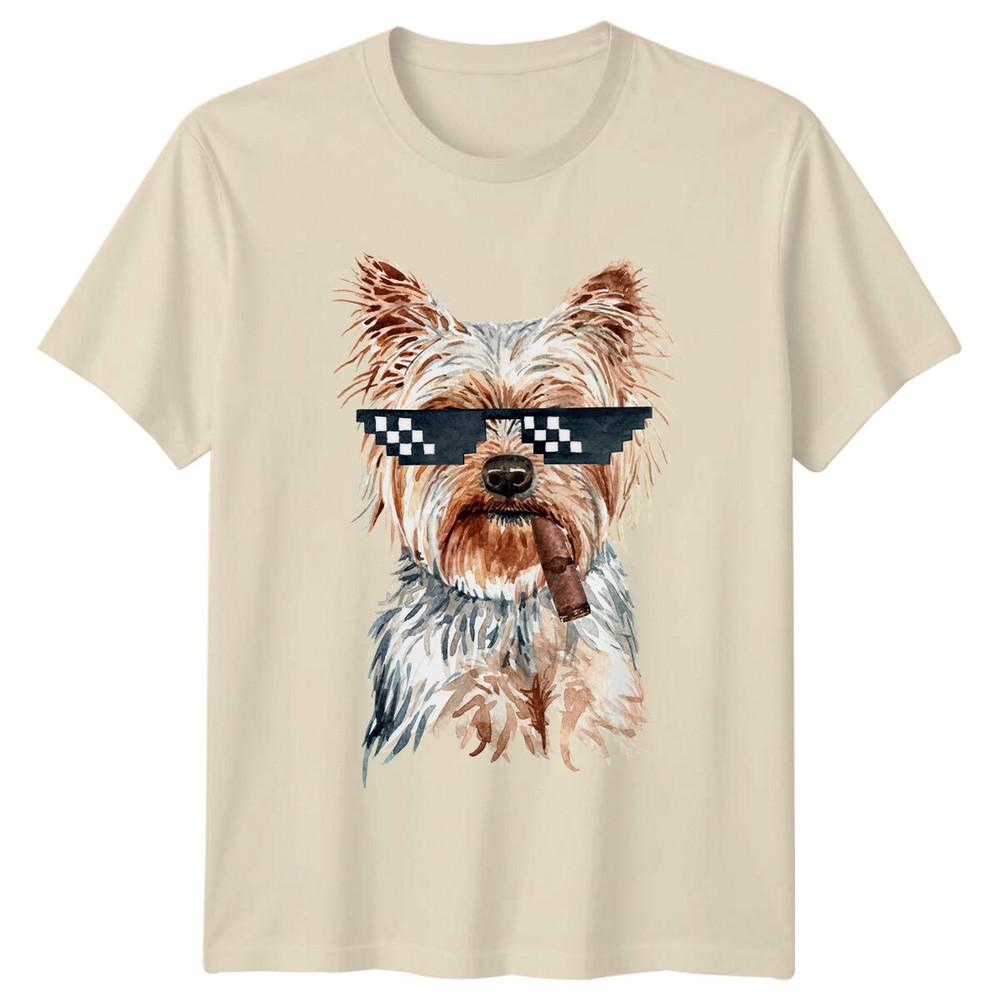 Yorkie Dog Sunglasses Cigar Humor Animals Unisexs TShirt