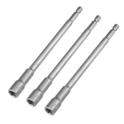 3Pcs 8mm Hex Sockets Hex Shank Magnetic Nut Sockets Driver Nut Driver 1/4" Quick Change Screwdriver Kit 150mm Length