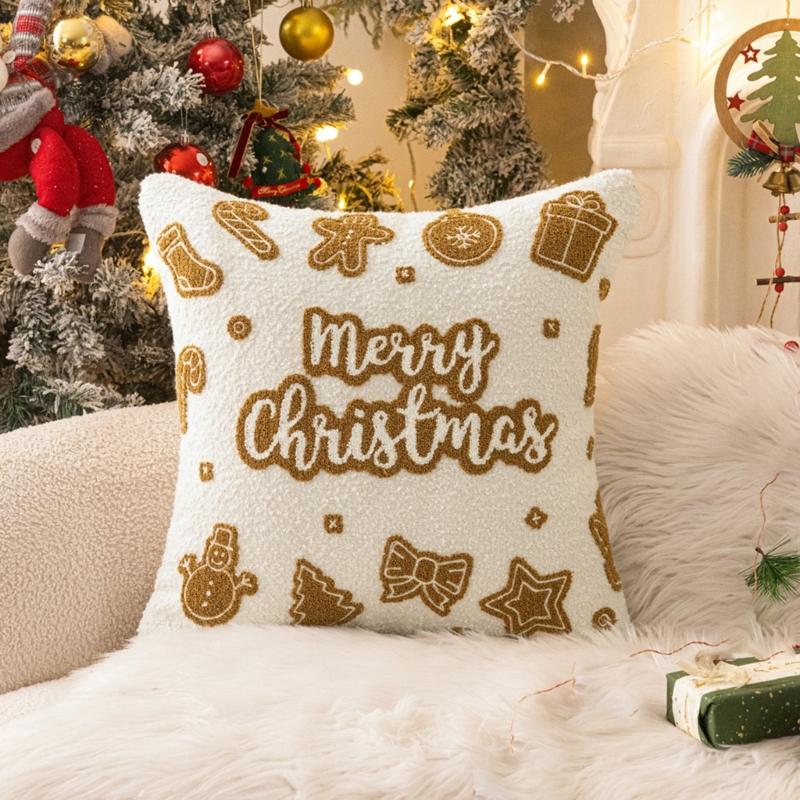 Festival Holiday Pillow Case Christmas Decoration Polyester Materials Easy Caring Decorative Living Room Accent