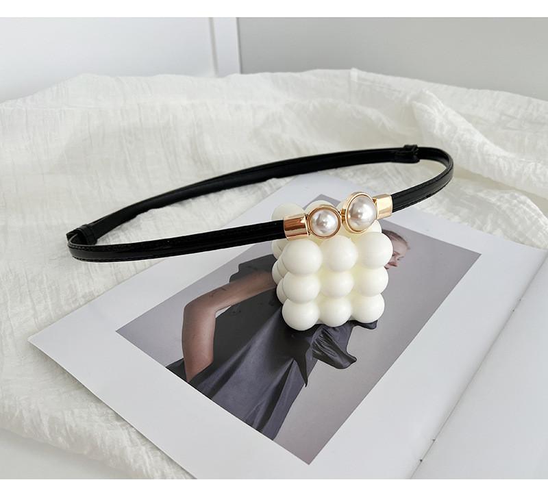 Stunning Matte Black Women's Belt With Elegant Pearl Buckle Perfect For Summer Outfits