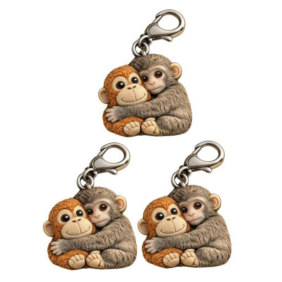 Little Monkey Pocket Hug Token Cute Monkey Holding Plush Toy Keychain with Card Inspirational Keepsake for Friends Family Emotional Support