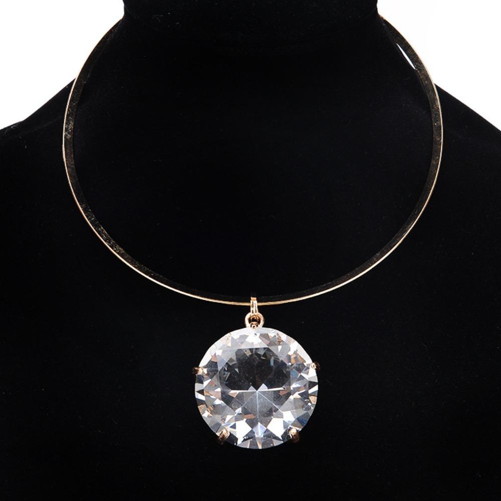 Exaggerated Large Round Pendant Rhinestone Collar Necklace Punk Jewelry Gift Fashion Necklaces Metal Women Collar Choker Women золотой