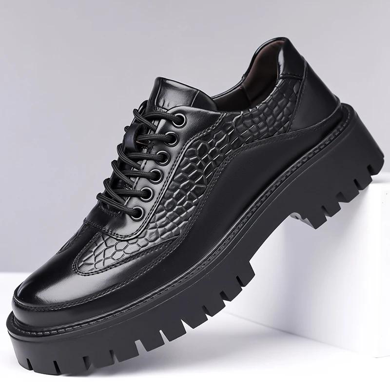 Hot Men Casual Shoes Lace Up British Style Thick Sole Oxfords High Quality Derby Shoes Fashion Breathable Outdoor Shoes For Male