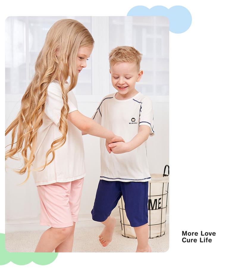 Children's Soft Summer Short-Sleeve Top & Shorts Pajama Set for Boys & Girls