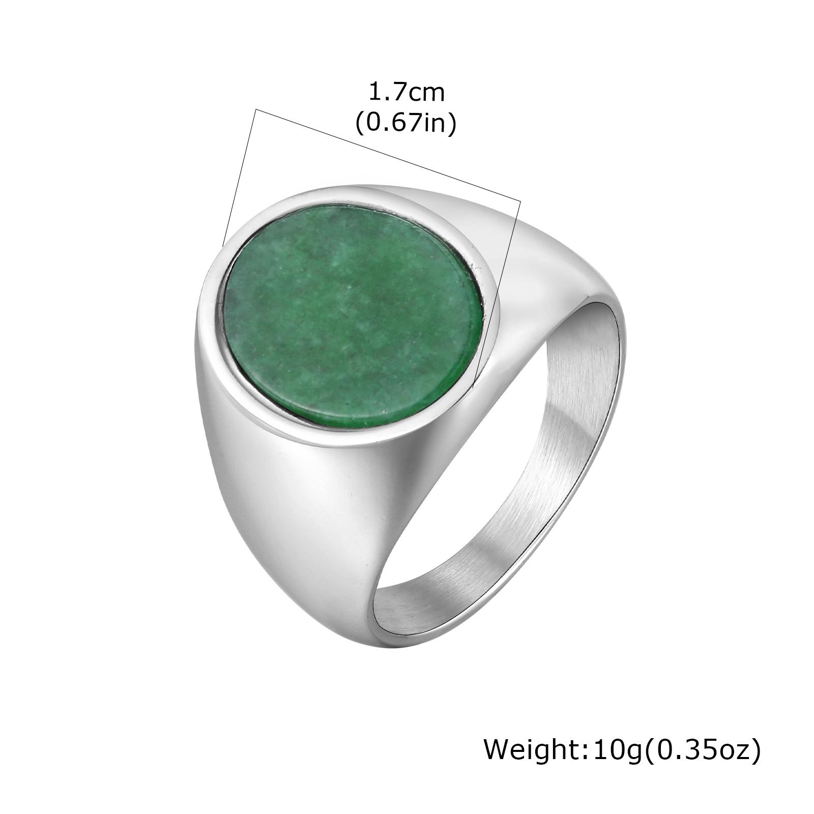 

High Quality Natural Stone Ring for Men,Stainless Steel Turquoise Green Doling Signet Ring,Punk Jewelry Gift 7